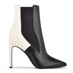 Nine West Two-Tone Black and Cream Heeled Boots